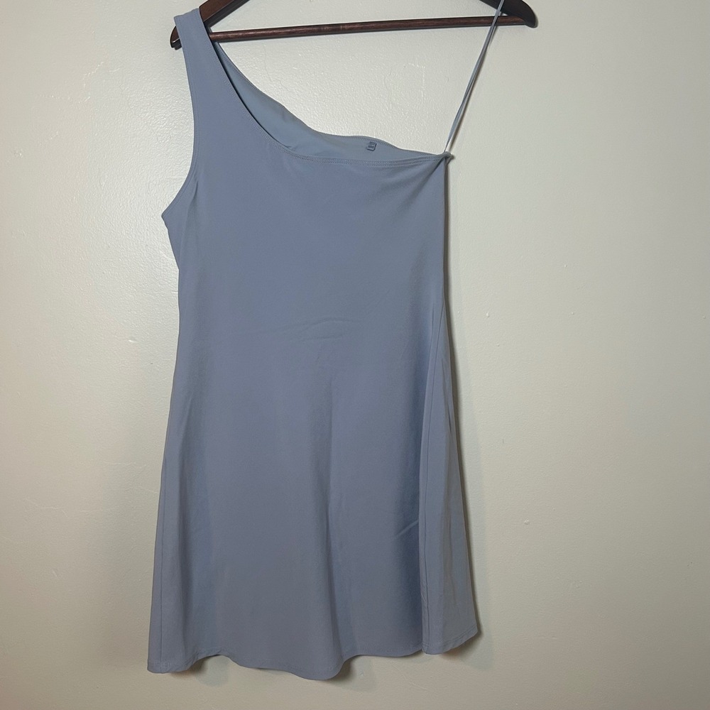 Abercrombie & Fitch One Shoulder Athletic Dress Women Small Blue Built-in Shorts - Picture 2 of 4
